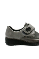 Imagine Pantofi damă gri deschis din piele naturală, cu inserție flexibilă RIK537C0-42