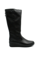 Imagine Cizme damă negre îmblănite, din mix de piele granulată