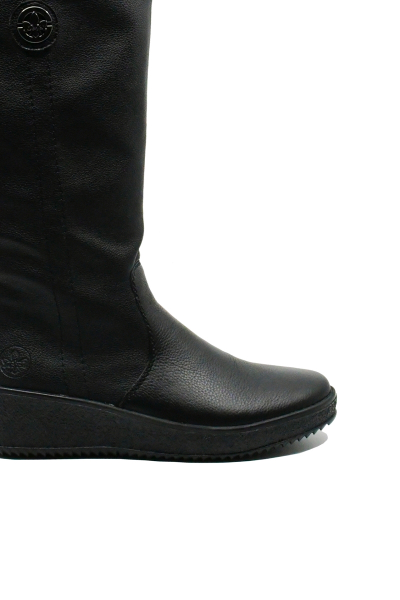 Imagine Cizme damă negre îmblănite, din mix de piele granulată