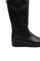 Imagine Cizme damă negre îmblănite, din mix de piele granulată