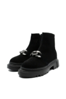 Imagine Ghete damă negre, din piele întoarsă, cu talpa masivă și zale decorative GOR4444