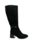 Imagine Cizme negre elegante din piele întoarsă cu curelușă la gleznă FLG7098