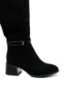 Imagine Cizme negre elegante din piele întoarsă cu curelușă la gleznă FLG7098