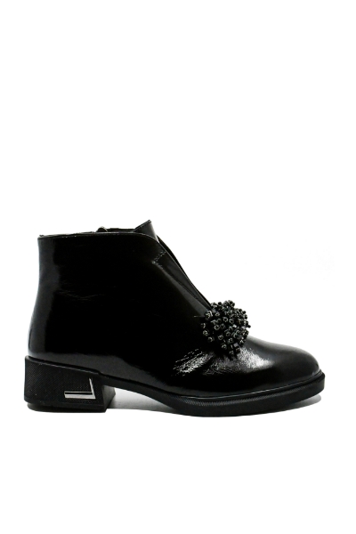 Imagine Botine damă cu buchet de ciucuri, negre din lac