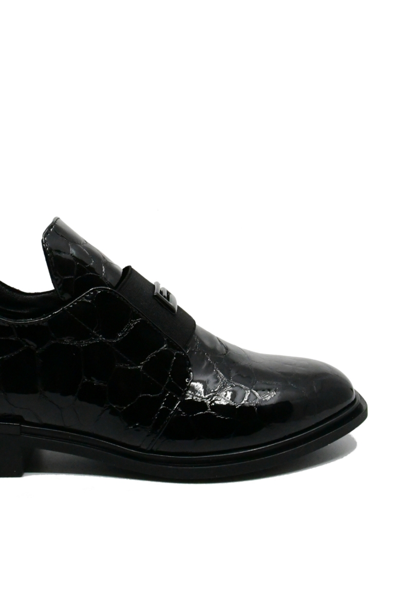 Imagine Botine damă elegante cu călcâi înalt, negre, din lac FLO161NL