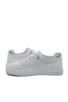 Imagine Pantofi sport damă din piele naturală, albi cu detalii șah verzi FNX229980