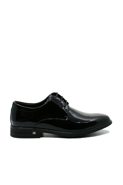 Imagine Pantofi eleganți stil derby, negri din lac FNX7605