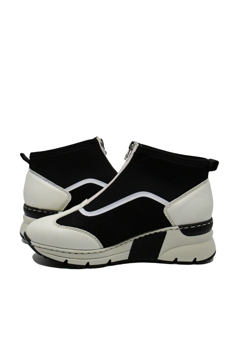 Imagine Sneakers înalți alb combi din material textil și plasă RIKN6360-00