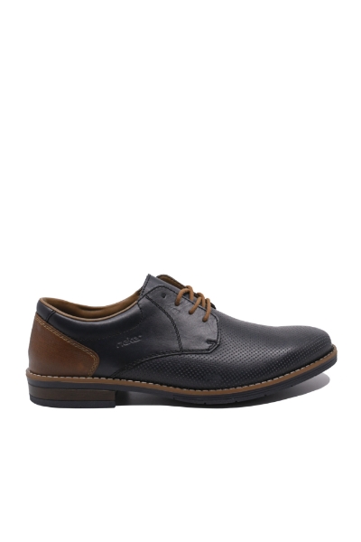 Imagine Pantofi casual bleumarin din piele naturală cu perforații RIK10308-14