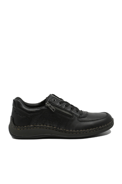 Imagine Pantofi comozi negri din piele naturală granulată RIK05228-00