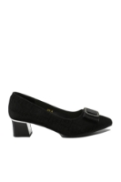 Imagine Pantofi damă negri din piele naturală cu print FNX2316