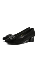 Imagine Pantofi damă negri din piele naturală cu print FNX2316