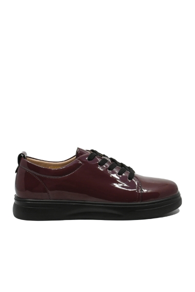 Imagine Pantofi damă casual-office, cu șiret, bordo wine din lac KIVA3113