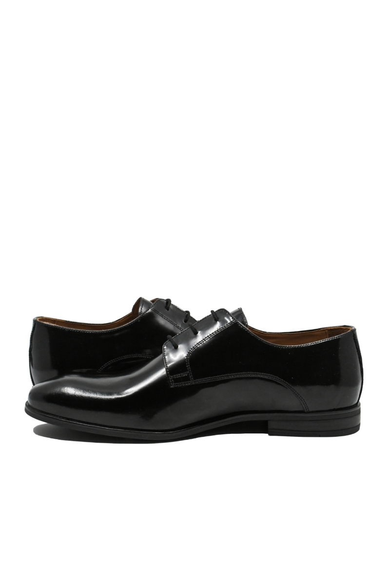 Imagine Pantofi eleganți derby negri din piele naturală lăcuită MIR12097