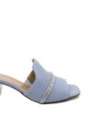 Imagine Saboți cu toc sculptural, bleu, din piele naturală MIR532