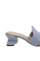 Imagine Saboți cu toc sculptural, bleu, din piele naturală MIR532