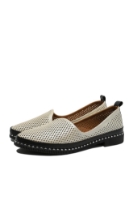 Imagine Pantofi de vară bej, din piele naturală cu aspect plasă MIR2040