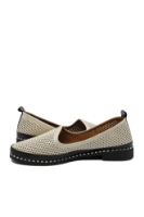 Imagine Pantofi de vară bej, din piele naturală cu aspect plasă MIR2040