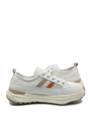 Imagine Pantofi sport damă din piele naturală și plasă, crem apricot FNX18002-8