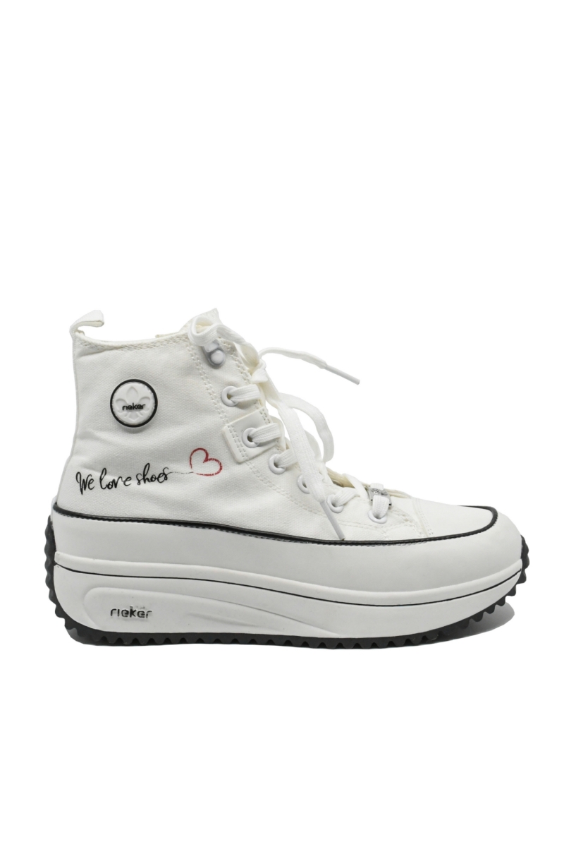 Imagine Sneakers high-top albi din material textil RIK90012-80