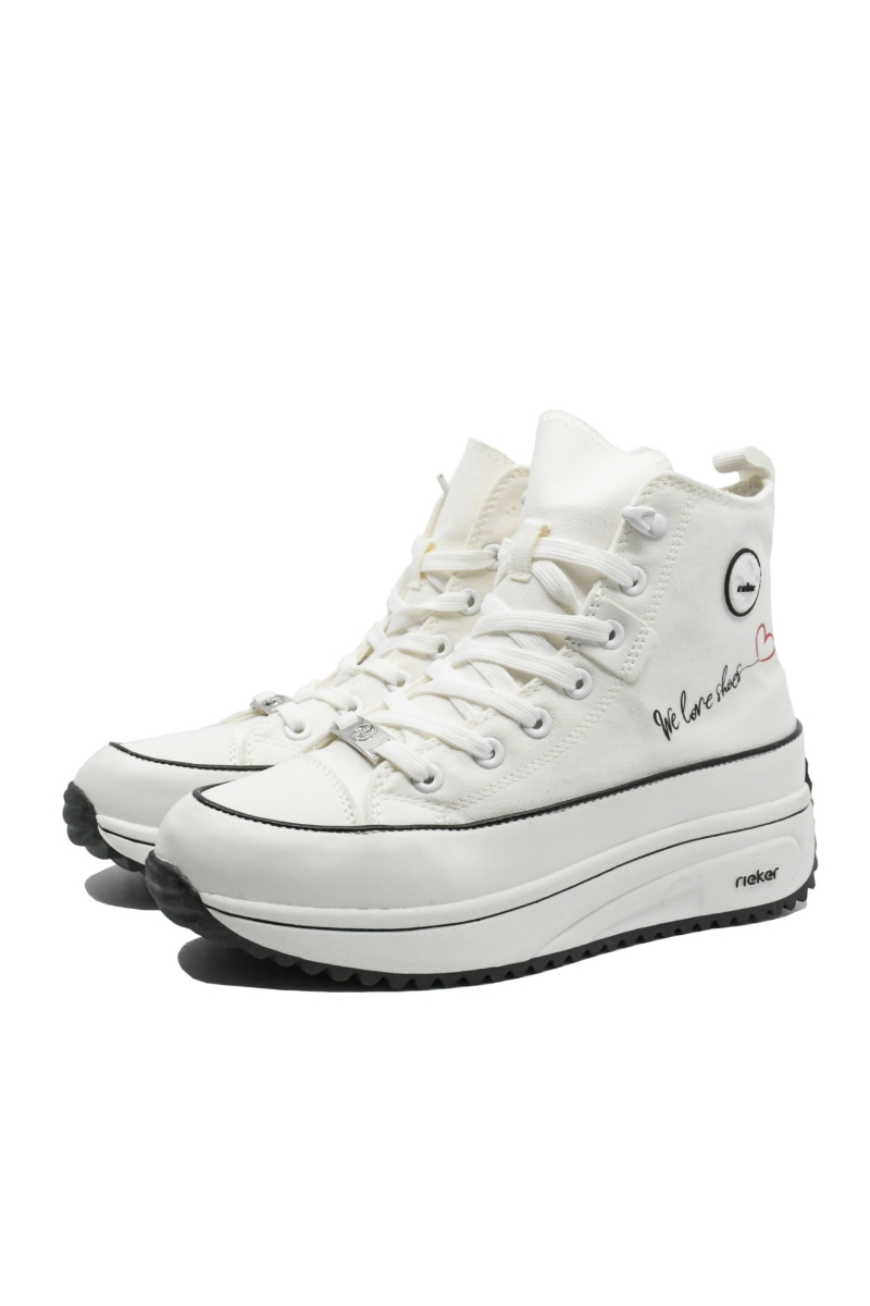 Imagine Sneakers high-top albi din material textil RIK90012-80