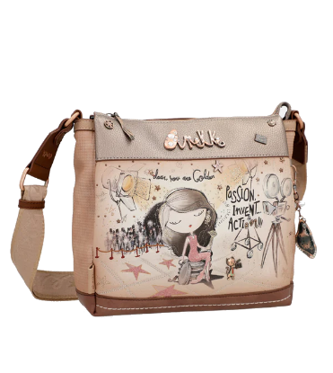 Imagine Poșetă medie bej sidefat, tip crossbody, colecția Hollywood 38703-039