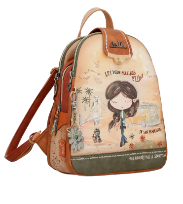 Imagine Rucsac mediu camel, cu compartiment triplu, colecția Peace & Love 38805-043