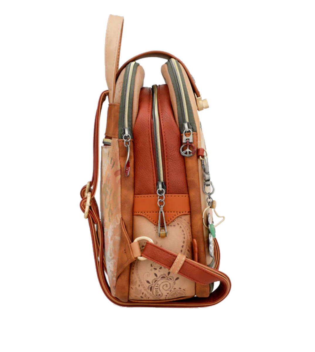 Imagine Rucsac mediu camel, cu compartiment triplu, colecția Peace & Love 38805-043