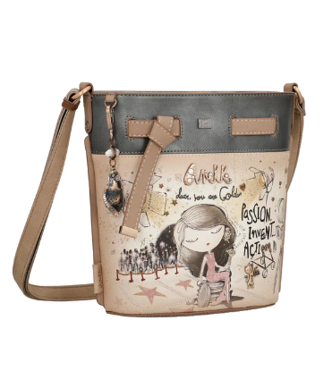 Imagine Poșetă cu fundă, gri-bej, tip crossbody, colecția Hollywood 38703-402