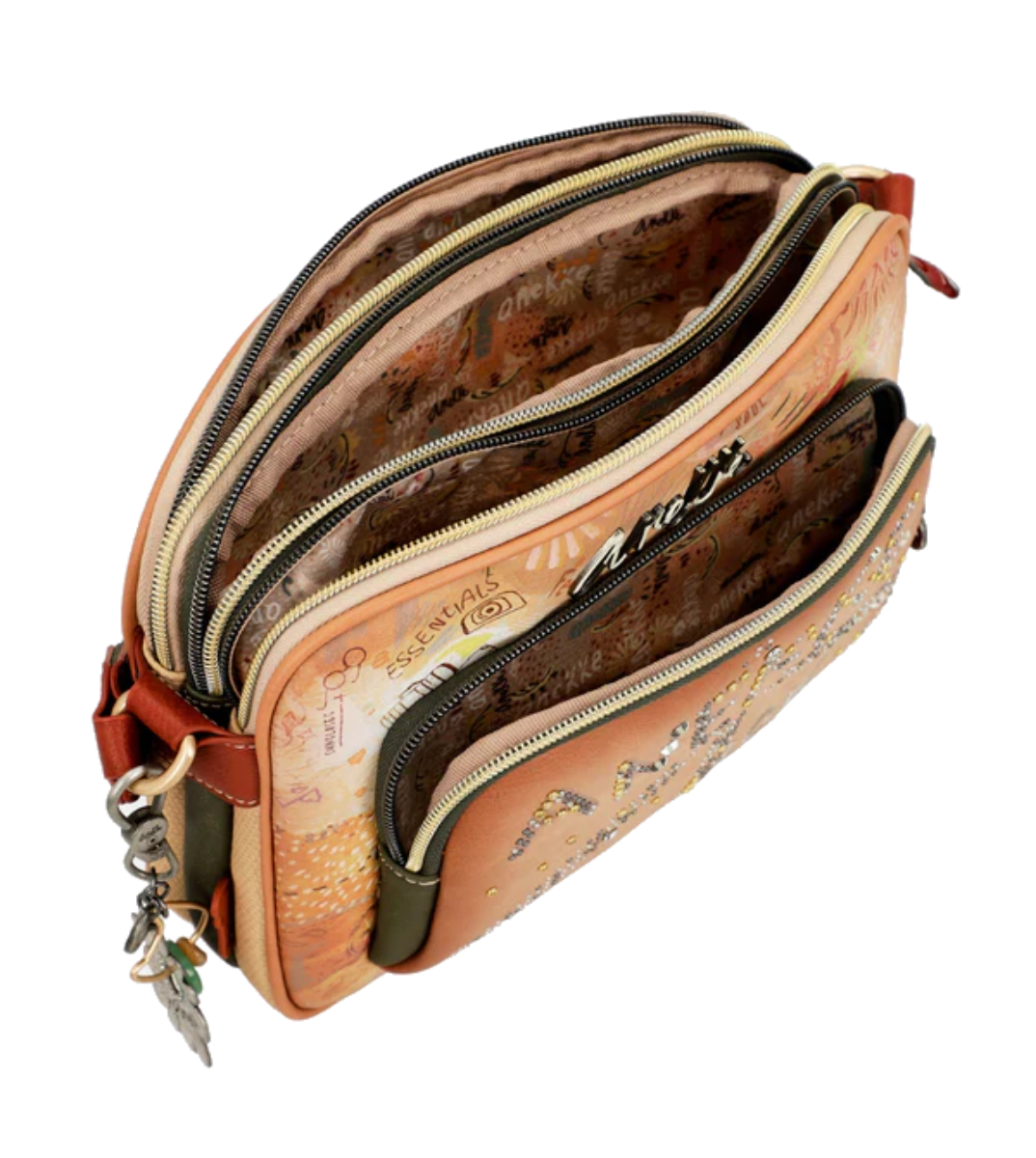 Imagine Poșetă camel, tip crossbody, colecția Peace & Love Flowers 38833-188