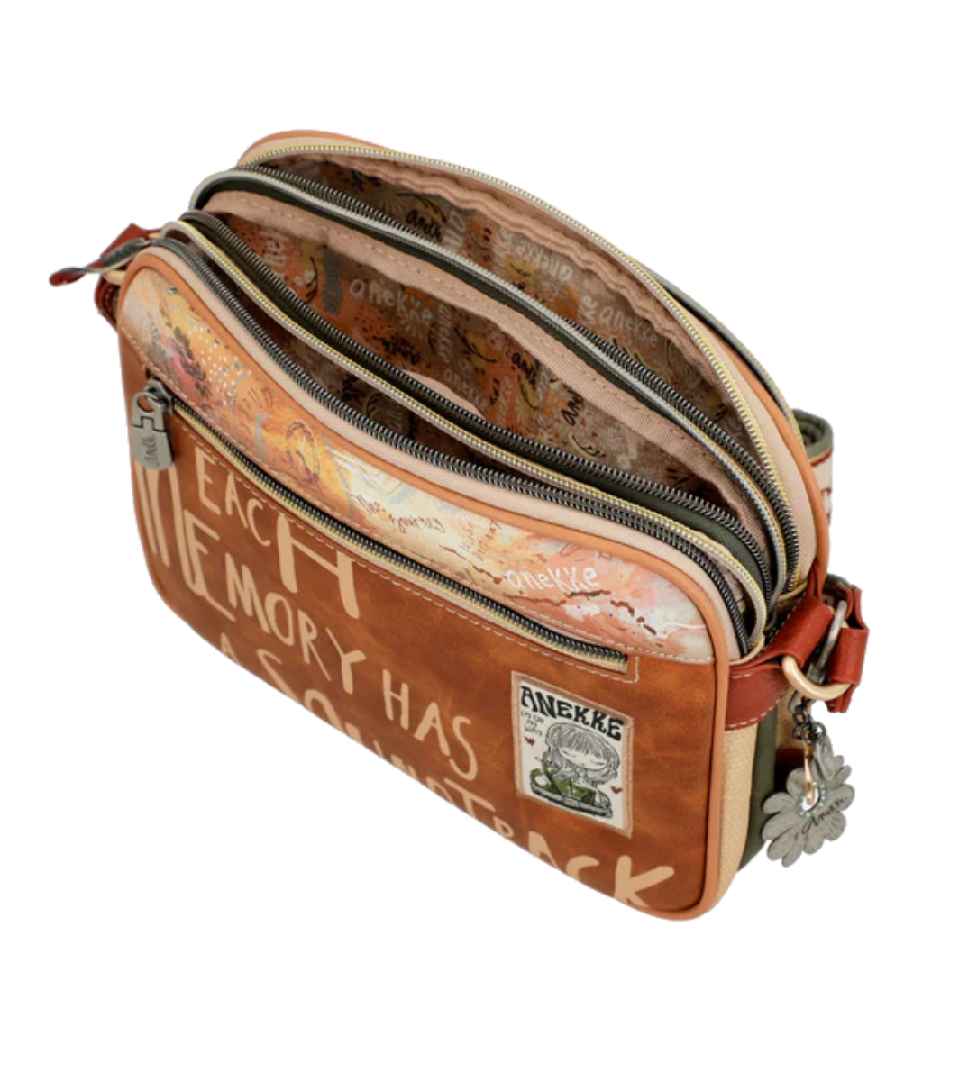 Imagine Poșetă camel, tip crossbody, colecția Peace & Love Flowers 38833-188