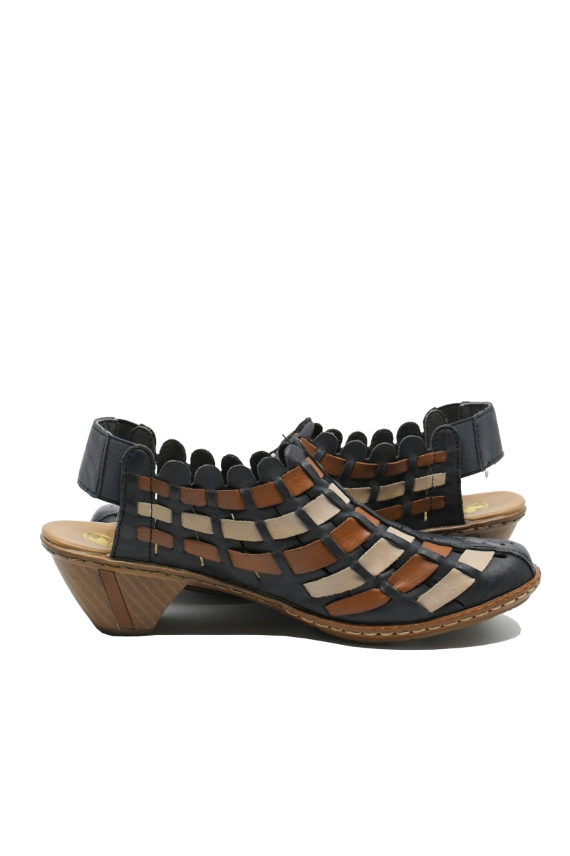 Imagine Pantofi damă decupați bleumarin cu imprimeu multicolor RIK46778-14