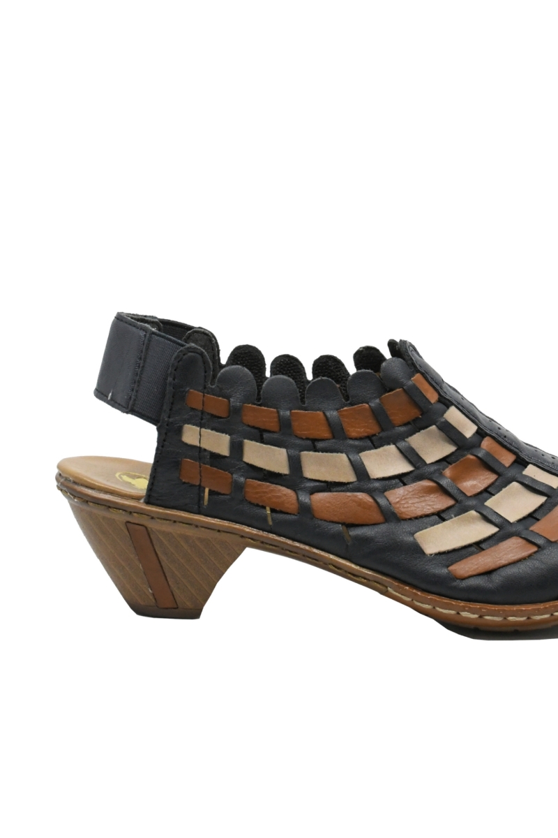 Imagine Pantofi damă decupați bleumarin cu imprimeu multicolor RIK46778-14