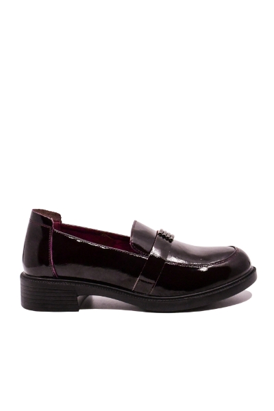 Imagine Pantofi loafer damă grena wine din lac FNX90207-70