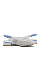 Imagine Pantofi damă decupați alb cu bleu, din piele naturală FLG2449
