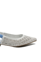 Imagine Pantofi damă decupați alb cu bleu, din piele naturală FLG2449
