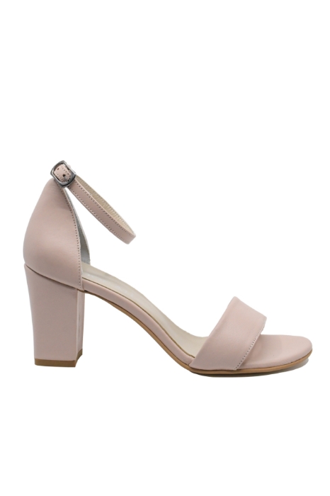Imagine Sandale elegante cu baretă la gleznă, roz pudră, din piele naturală MIR0139