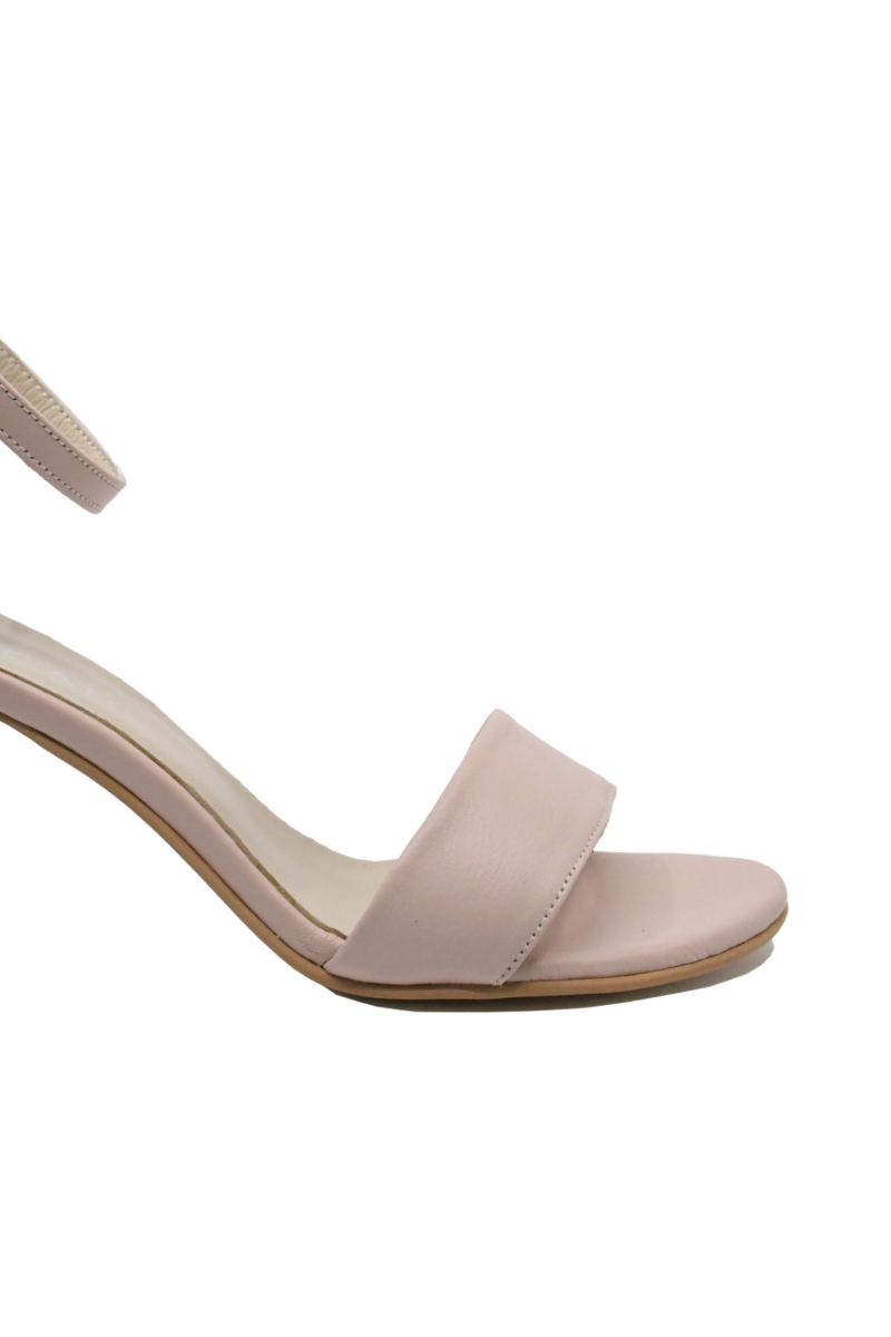 Imagine Sandale elegante cu baretă la gleznă, roz pudră, din piele naturală MIR0139