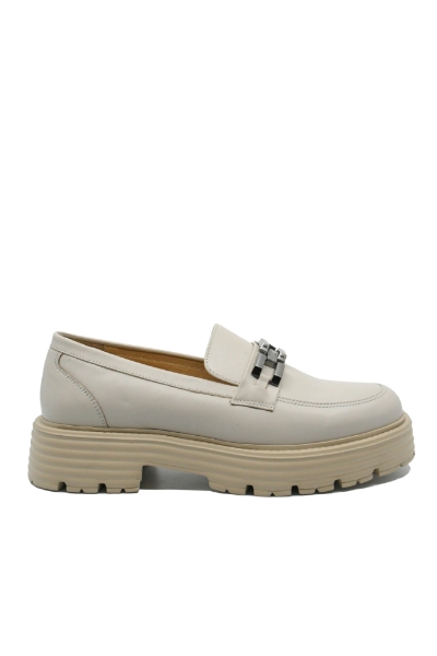 Imagine Loaferi damă la modă bej din piele naturală CASP44192