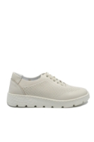 Imagine Pantofi damă casual bej din piele naturală cu aspect perforat CASP25210