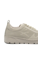 Imagine Pantofi damă casual bej din piele naturală cu aspect de plasă CASP25219