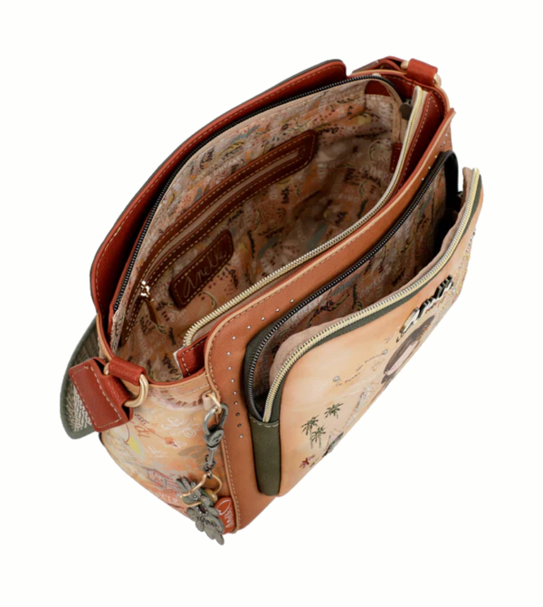 Imagine Poșetă rectangulară camel, tip crossbody, colecția Peace & Love 38803-070
