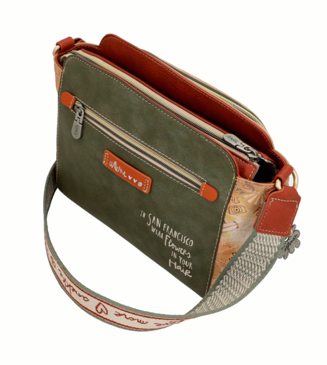 Imagine Poșetă rectangulară camel, tip crossbody, colecția Peace & Love 38803-070