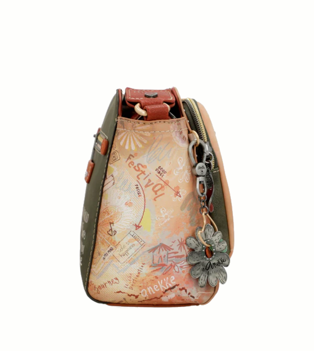 Imagine Poșetă rectangulară camel, tip crossbody, colecția Peace & Love 38803-070
