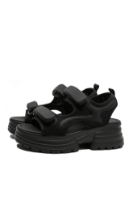 Imagine Sandale damă platformă negre din piele și textil FNX1036230