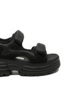 Imagine Sandale damă platformă negre din piele și textil FNX1036230