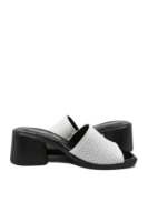 Imagine Saboți cu toc bloc albi din piele naturală cu aspect perforat MIR9516