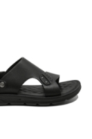 Imagine Sandale comode bărbați cu capse și barete, negre din piele naturală FNX5735