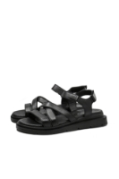 Imagine Sandale damă joase negre, cu barete fine, din piele naturală GOR4863