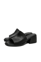 Imagine Saboți damă office cu toc masiv, negri din piele naturală GOR7001